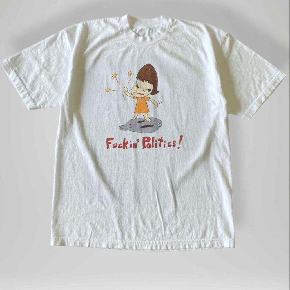 Vintage Yoshitomo Nara Fuckin Politics 2003 Japanese Contemporary Graphic Tee